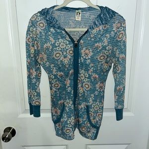 Free People floral zip up hoodie